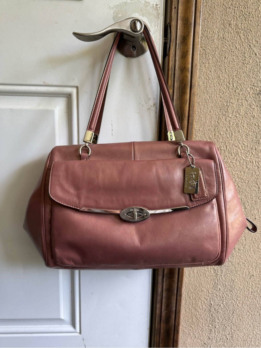 Coach Dusty Mauve Rose Leather Shoulder Bag